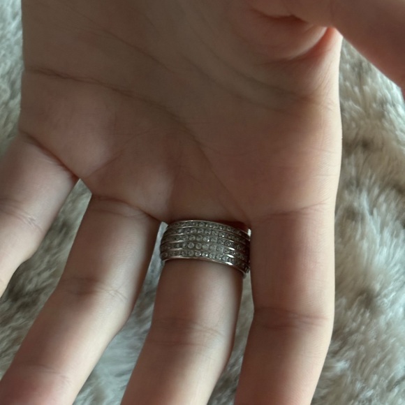 Sterling Silver Pave Eternity Band Ring Size 9 - Picture 5 of 6